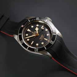 RubberB bracelet T800 pour Tudor Noir/Rouge