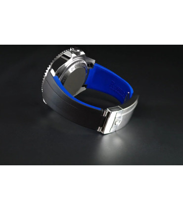 Bracelet RubberB M208 Noir/Bleu pour Rolex Deepsea 126660