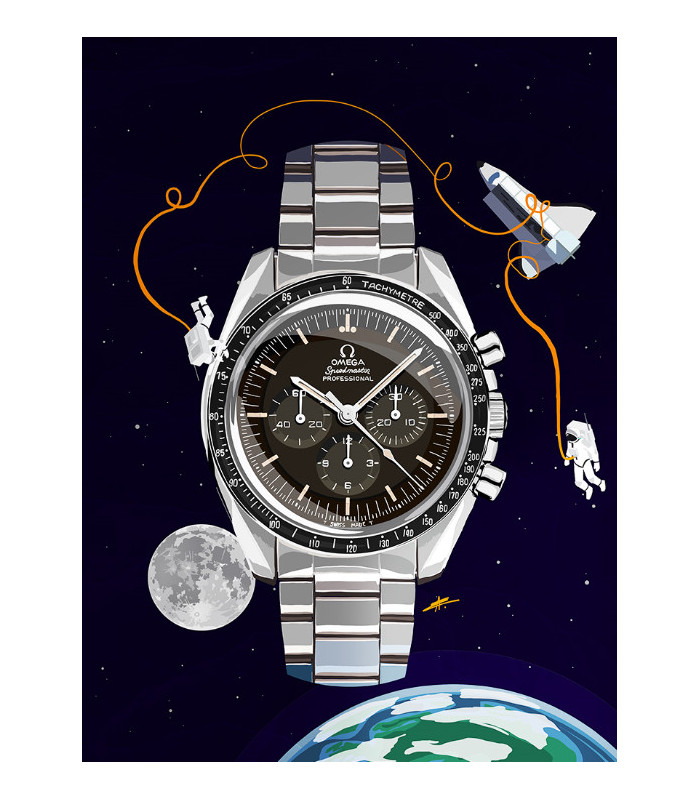 Watchoniste X MisterChrono art printing - moonwatch - 60x80