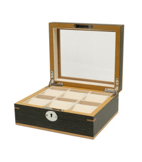 Clipperton 6 watch box in grey wood with glass lid