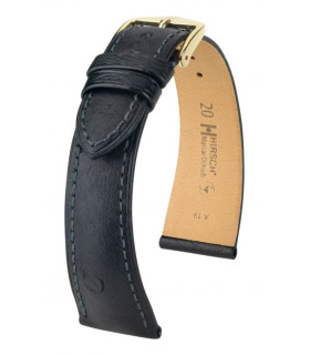 Massai Ostrich Hirsch watch strap Black