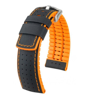 Watch strap Robby Hirsch Black/Orange