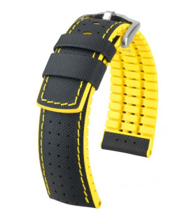 Watch strap Robby Hirsch Black/Yellow