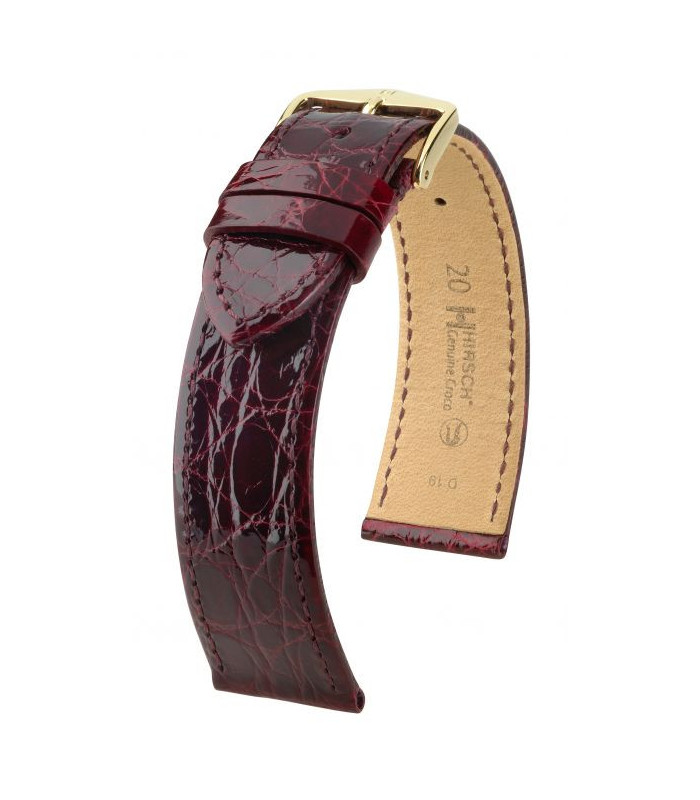 Genuine Croco Hirsch Watch Strap Burgundy