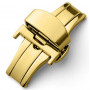 Double folding clasps for leather straps, yellow gold plated