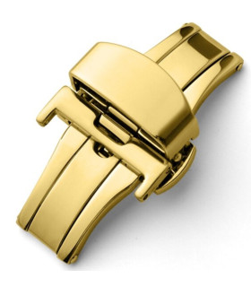 Double folding clasps for leather straps, gold plated 