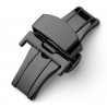 Double folding clasps for leather straps, shiny black PVD