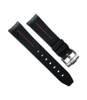 Bracelet RubberB M106CD Noir/Rouge avec boucle