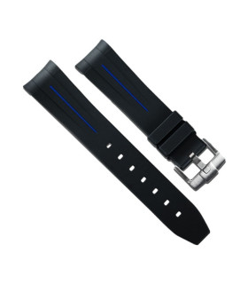 Bracelet RubberB M106 Noir/Bleu avec boucle