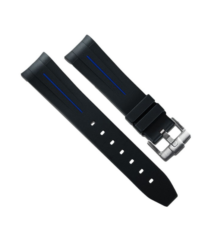 Bracelet RubberB M106 Noir/Bleu avec boucle