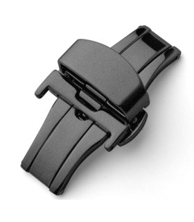 Double folding deployant clasps in brushed black PVD stainless steel