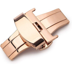 Double folding clasps for leather straps, rose gold plated