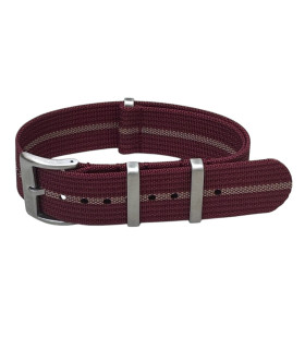 Bracelet NATO nervuré KronoKeeper - Bordeaux/Khaki