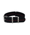 Bracelet NATO nervuré KronoKeeper - Noir/Rouge