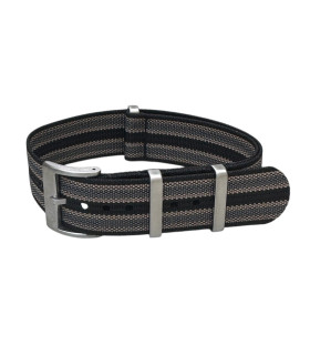 Bracelet NATO nervuré KronoKeeper - Noir/Khaki/Gris