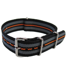 Watch NATO strap Black/Grey/Black/Orange