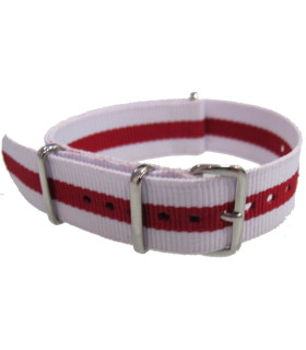 Bracelet nylon NATO Blanc/Rouge