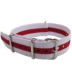 Bracelet nylon NATO Blanc/Rouge