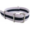Bracelet nylon NATO Blanc/Bleu marine