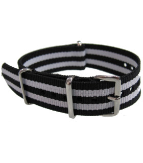 Bracelet nylon NATO Noir/blanc