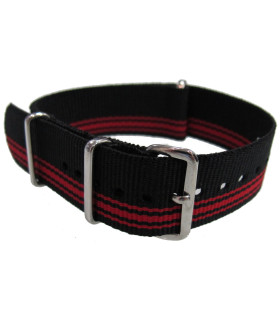 Bracelet nylon NATO Noir/Rouge