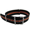 Bracelet nylon NATO Noir/Gris/Orange