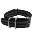 Bracelet NATO Zulu Extreme nylon noir/gris "Bond"