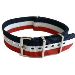Bracelet nylon NATO Bleu/Blanc/Rouge