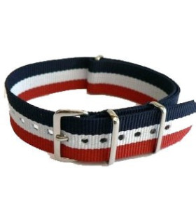 Bracelet nylon NATO Bleu/Blanc/Rouge