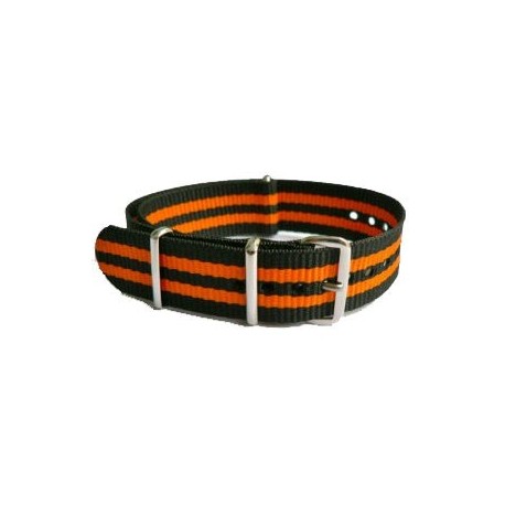 Bracelet nylon NATO Noir/Orange
