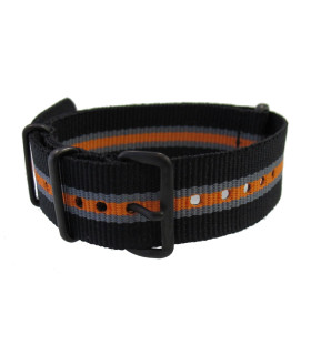 Bracelet nylon NATO Noir/Gris/Orange PVD