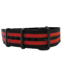 Bracelet nylon NATO Noir/Rouge PVD