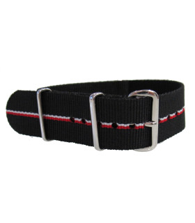 Bracelet nylon NATO Noir/Rouge/Blanc