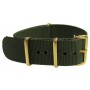 Khaki green NATO watch strap with gold buckles