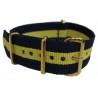 Watch NATO strap Blue/Yellow with gold buckles