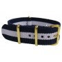 Watch NATO strap Blue/White with gold buckles