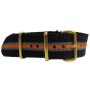 Watch NATO strap Black/Grey/Orange with gold buckles