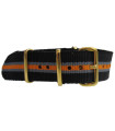 Watch NATO strap Black/Grey/Orange with gold buckles