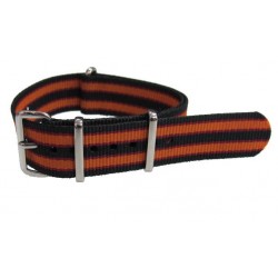 Bracelet nylon NATO Noir / Rouge / Orange