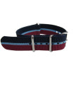 Bracelet nylon NATO Bleu marine / Bleu clair / Bordeaux