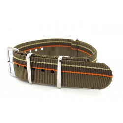 Bracelet nylon NATO marron/orange/marron/sable