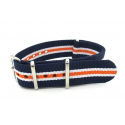 Bracelet nylon NATO bleu/blanc/orange