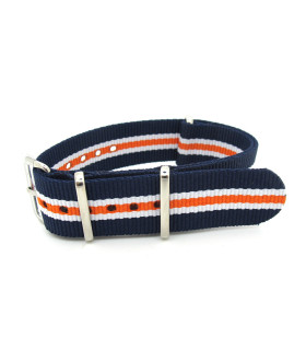 Bracelet nylon NATO bleu/blanc/orange