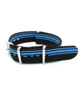 Bracelet nylon NATO noir/bleu