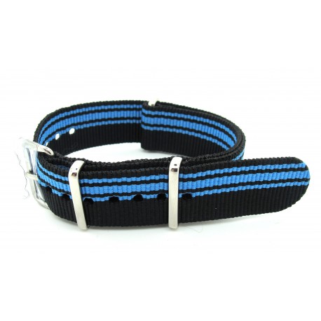 Bracelet nylon NATO noir/bleu