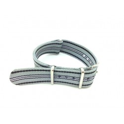 Bracelet nylon NATO gris/noir/blanc