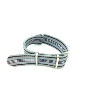 Bracelet nylon NATO gris/noir/blanc