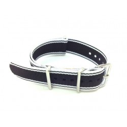 Bracelet nylon NATO noir/blanc