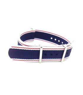 Bracelet nylon NATO blanc/rouge/bleu