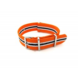 Bracelet nylon Nato Orange/Blanc/Noir